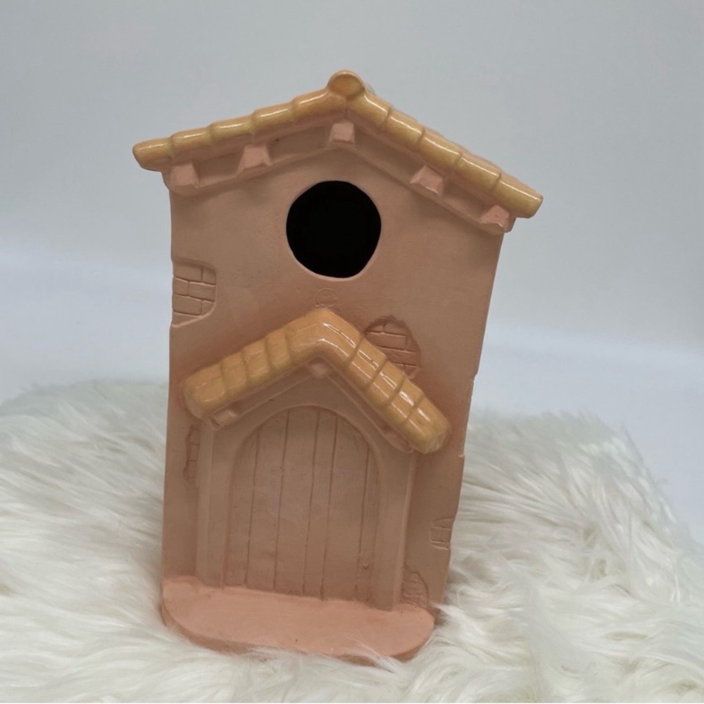 Terracotta Birdhouse with Tan Accents
